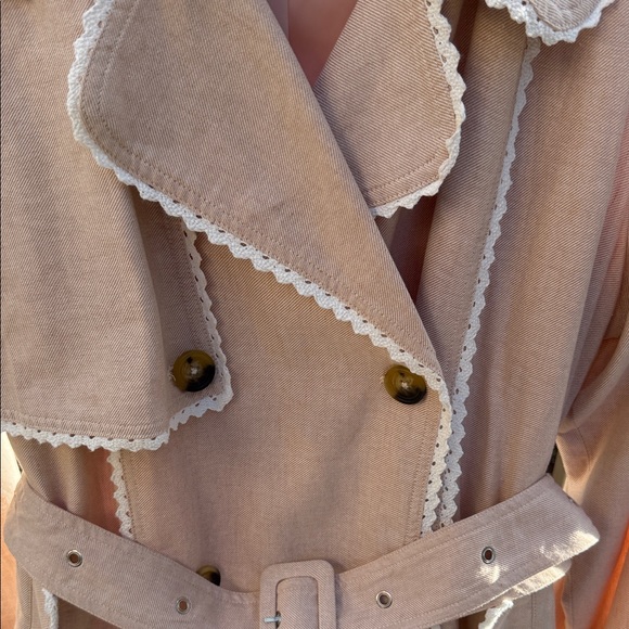 Avec Les Filles Pink Trench Coat with White Accents - Picture 4 of 9